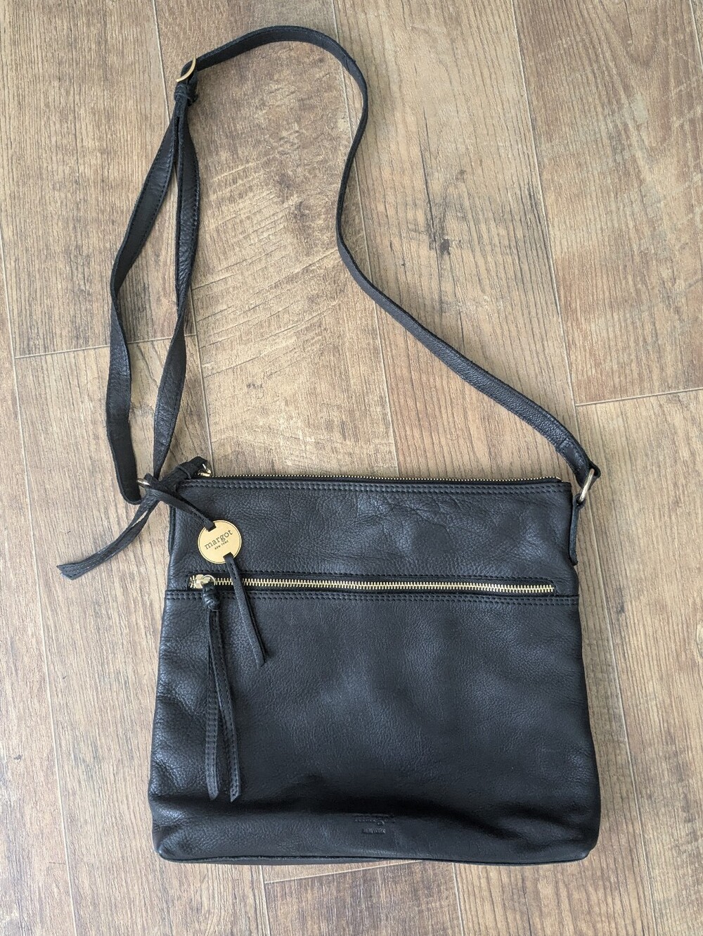 Margot Black Leather Crossbody Bag